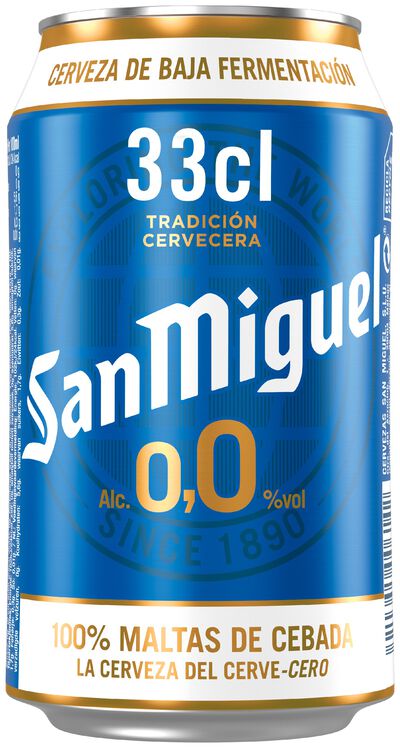 Cerveza sin alcohol San Miguel 0,0% lata 33cl