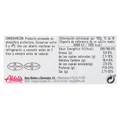 Flamenquín de pavo y queso Aldelis 255g