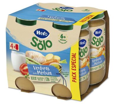 Alimentación infantil Hero Solo verduras con merluza 4x235 g