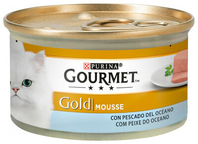 Comida h&uacute;meda gato Gourmet Gold mousse pescado 85g
