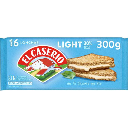 Imagen de Queso fundido light en lonchas El Caserio 16 uds