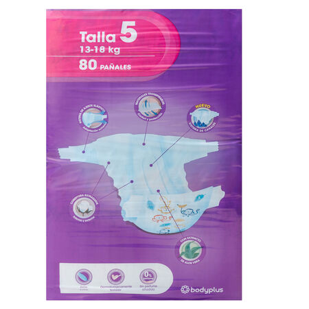Pañal Bodyplus 80 uds talla 5 13-18kg