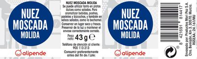 Nuez moscada Alipende 43g molida