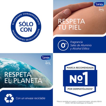 Desodorante roll-on Sanex Zero% Extra Control protección 48h 50ml