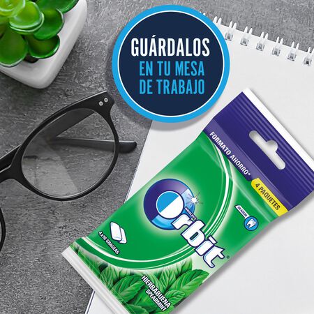 Chicles hierbabuena sin azúcar Orbit pack 4