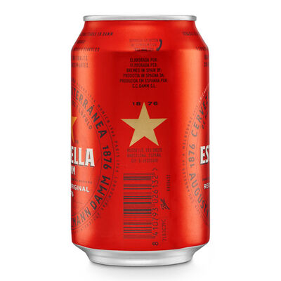 Cerveza rubia especial Estrella Damm lata 33cl