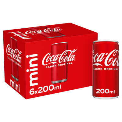 Refresco cola Coca-Cola Sabor Original mini lata 20cl pack 6
