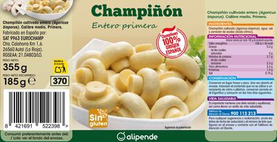 Champiñon Alipende bote 185g entero