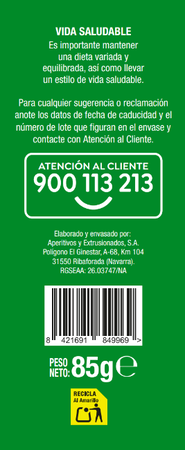 Snack de ma&iacute;z alipenditos 85g