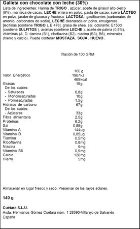 Galleta con chocolate Tostarica 140g