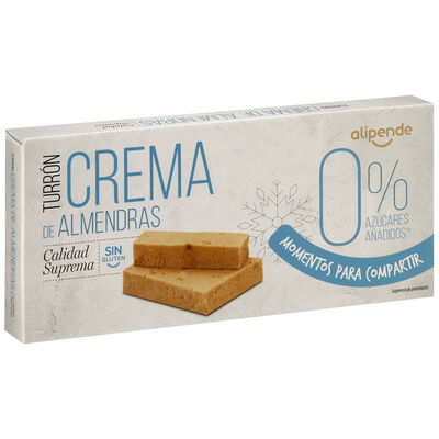 Turr&oacute;n crema de almendras sin az&uacute;car Alipende 200g