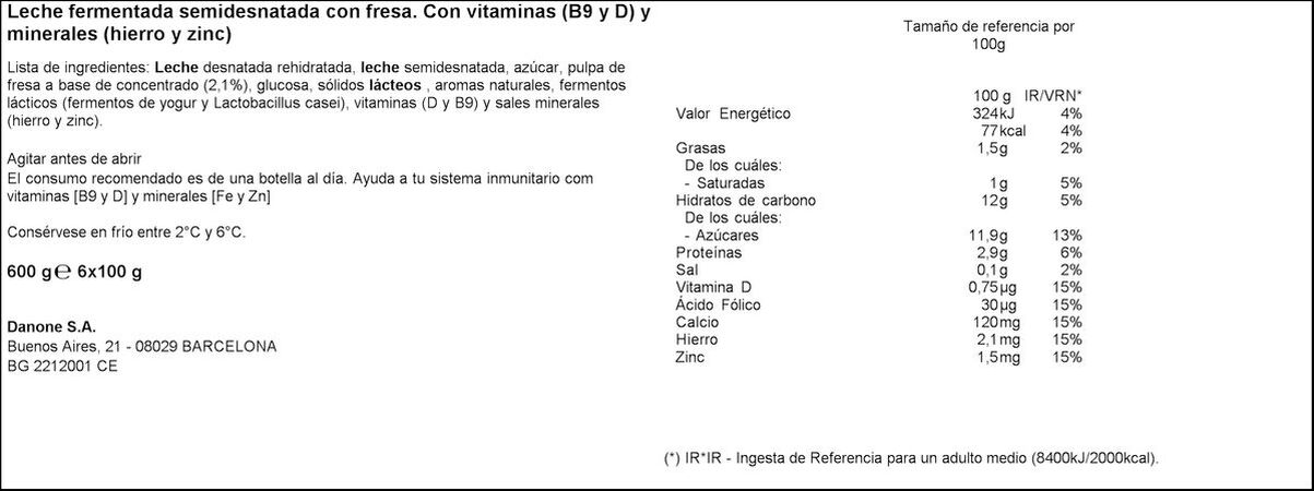 L Casei Actimel Danone pack 6 fresa