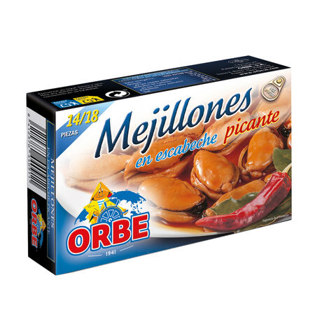 Mejillones en escabeche picantes 14/18 Orbe 69g