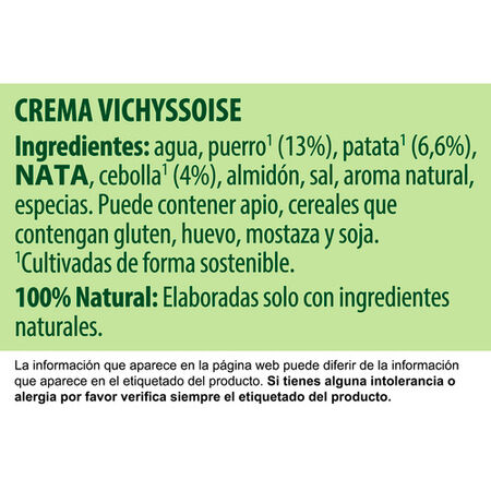 Crema vichyssoise Knorr 500ml con puerro y patata
