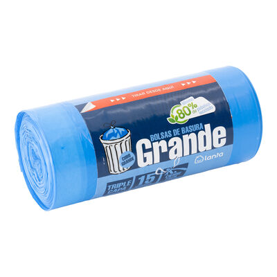 Bolsas de basura Lanta 15 uds 50 litros grandes color azul