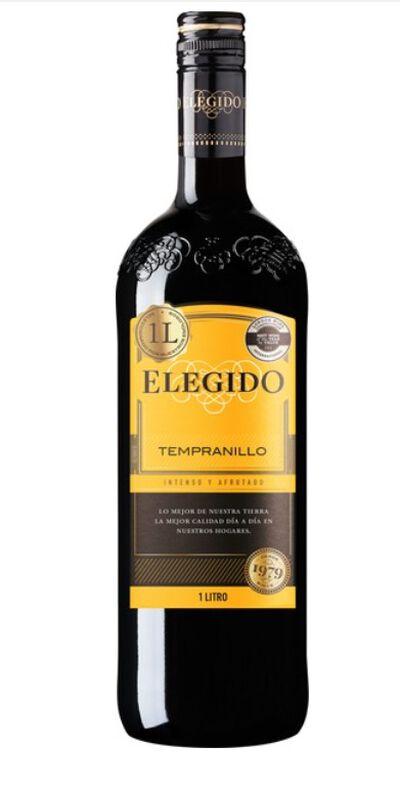 Vino Tinto elegido 1L Tempranillo Elegido intenso y afrutado