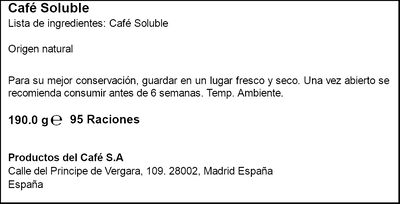 Caf&eacute; soluble natural La Estrella 190g