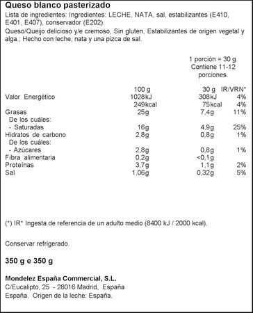 Queso de untar original Philadelphia formato familiar 350g