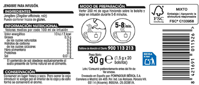 Infusión Alipende 20u jengibre