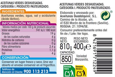 Aceitunas sin hueso Alipende 400g