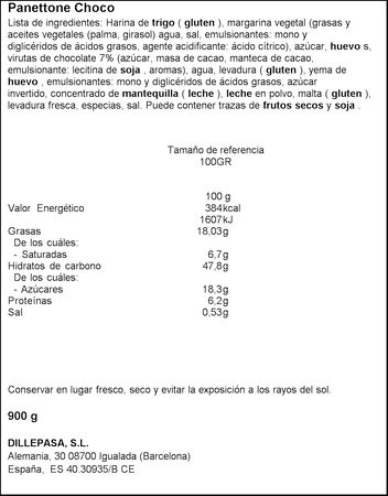 Panettone con pepitas de cacao Musfi´s 900g