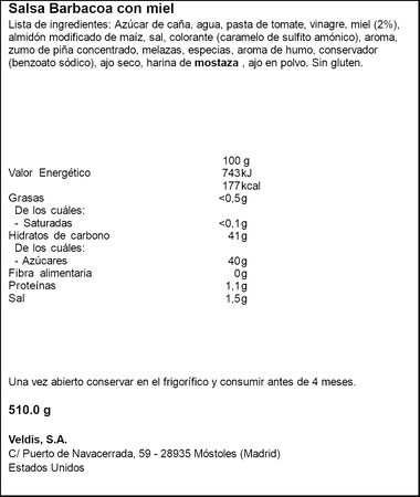 Salsa barbacoa con miel Sweet Baby Rays 510g