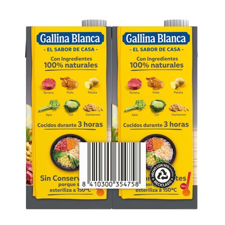 Caldo casero Gallina Blanca 1l pack-2 cocido
