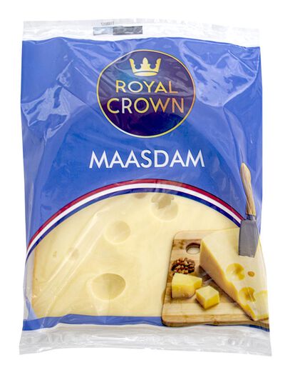 Queso maasdam royal crown con sabor suave y textura cremosa Royal Crown 330g