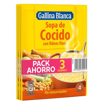 Sopa Gallina Blanca lote 3 unidades cocido