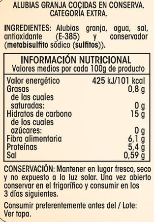Alubia granja cocida Alipende 400g