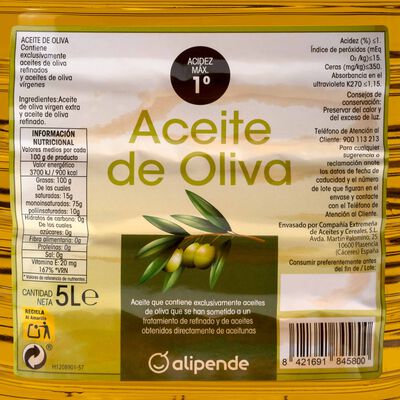 Aceite de oliva Alipende garrafa 5l 1&ordm;