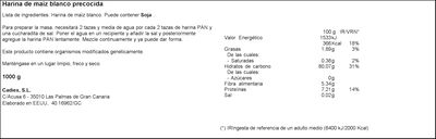 Harina de maiz sin gluten P.A.N 1kg blanca precocida