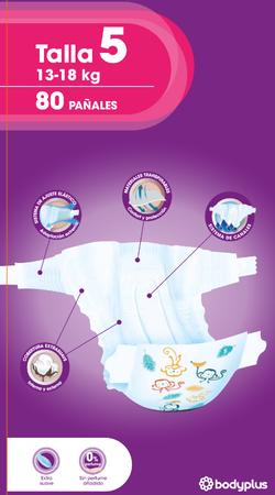 Pañal Bodyplus 80 uds talla 5 13-18kg