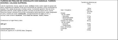 Turrón chocolate con naranja Lacasa 225g