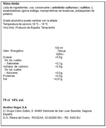 Vino tinto Fuentespina Crianza "C" 75cl