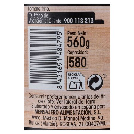 Tomate frito como en sartén sin gluten Alipende 560g