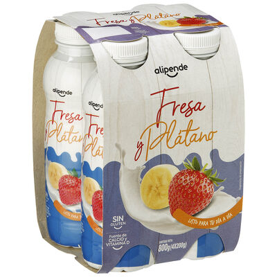 Yogur l&iacute;quido Alipende pack 4 fresa pl&aacute;tano