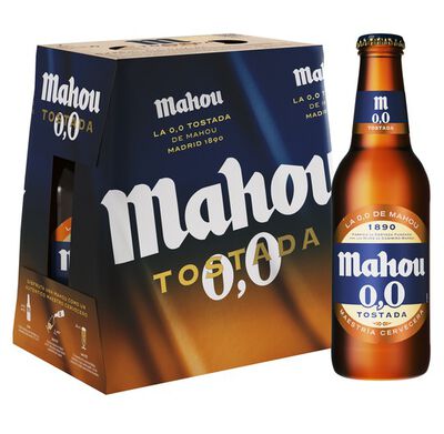 Cerveza sin alcohol Mahou 00 Tostada pack 6 botellas 25cl
