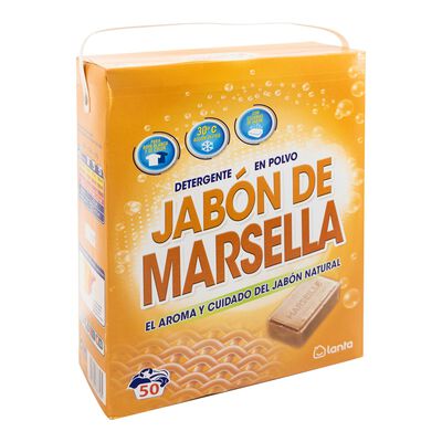 Detergente en polvo Lanta 50 lavados jab&oacute;n de marsella