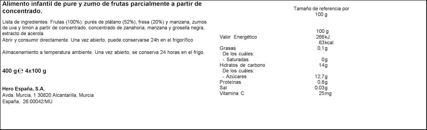 Pouch Hero manzana y plátano 4x100g