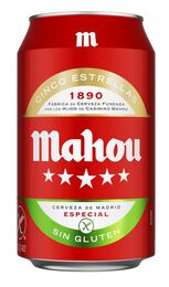 Cerveza sin gluten Mahou 5 estrellas lata 33cl
