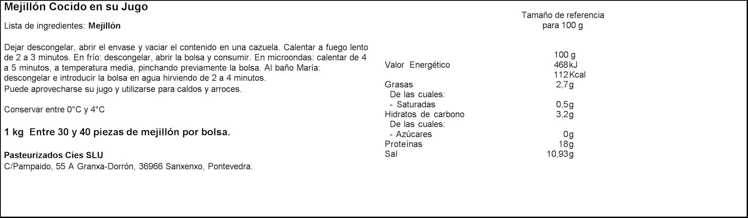Mejillón cocido gallego 1kg