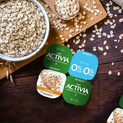 B&iacute;fidus Activia fibra desnatado 0% materia grasa pack 4 cereales