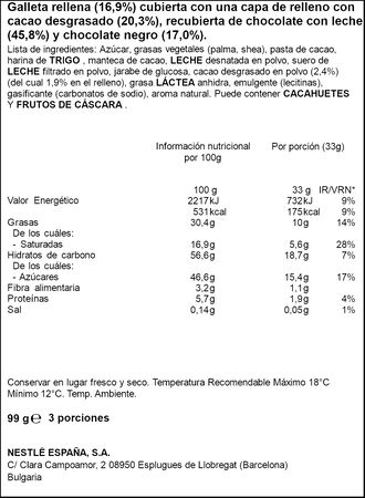 Tableta de chocolate recubierta de doble chocolate con leche y negro Kit Kat 99g