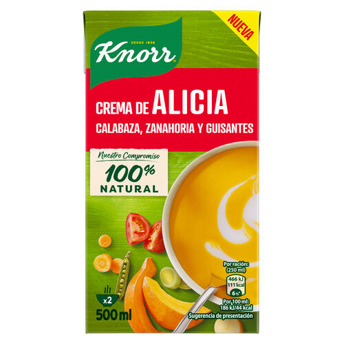 Crema con calabaza zanahoria y guisantes Knorr 500ml