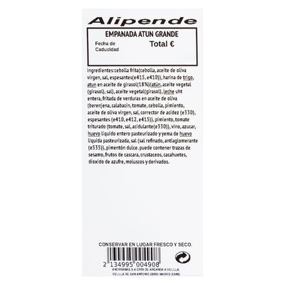 Empanada atún grande 800g