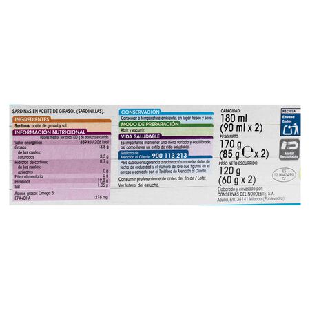 Sardinilla Alipende pack 2 60g en aceite girasol