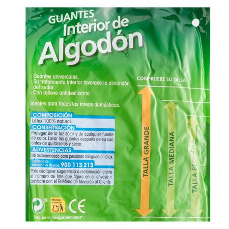 Guantes de algodón interior Lanta talla mediana