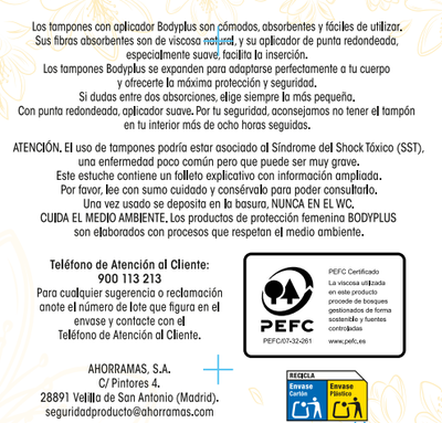 Tamp&oacute;n compact Bodyplus 20 unidades normal