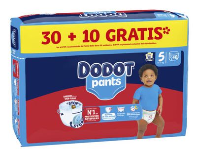 Pañal pants con 30 más 10 unidades talla 5 Dodot